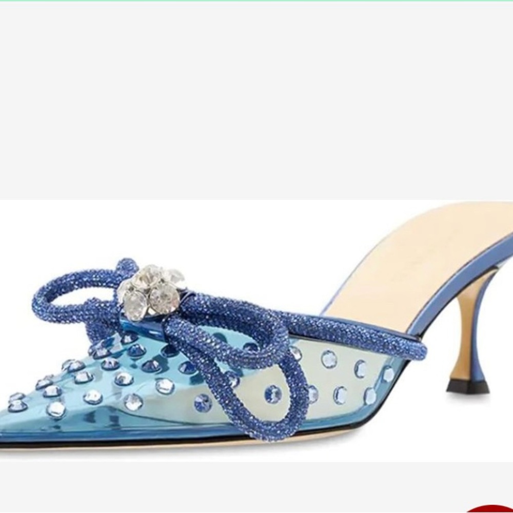 Vaslemuse Women Heeled Mules Rhinestone Bow. New in box.
